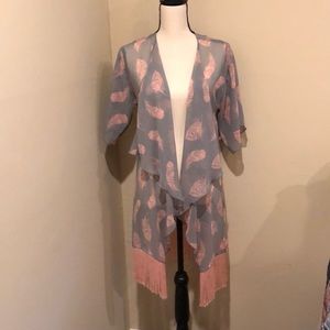 Lularoe sheer top with fringe